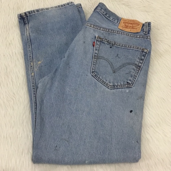 Levi’s 505 men’s blue denim distressed painted regular fit denim jeans s… - Picture 2 of 8